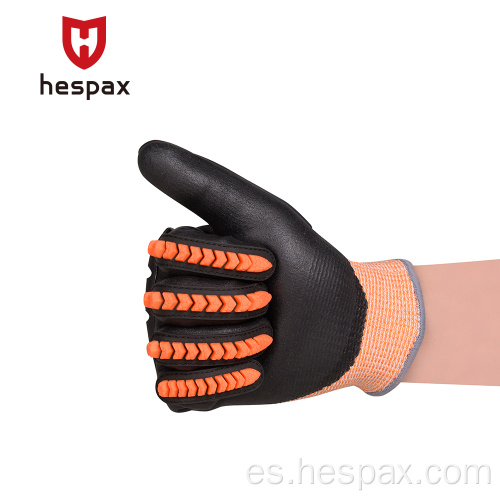 Hespax Work Gloves Al por mayor nitrilo recubierto anti -impacto